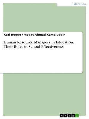 cover image of Human Resource Managers in Education. Their Roles in School Effectiveness